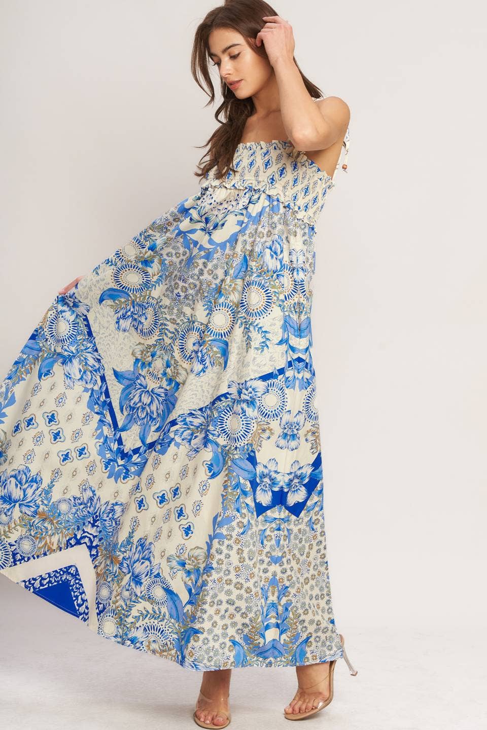 Blue Mix woven maxi dress -