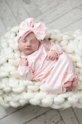 White and Pink Bow Baby Gown
