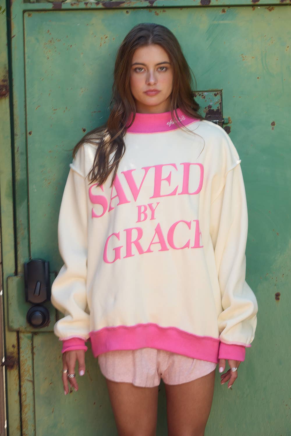 Saved by Grace Puff Print Sweatshirt