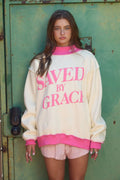 Saved by Grace Puff Print Sweatshirt
