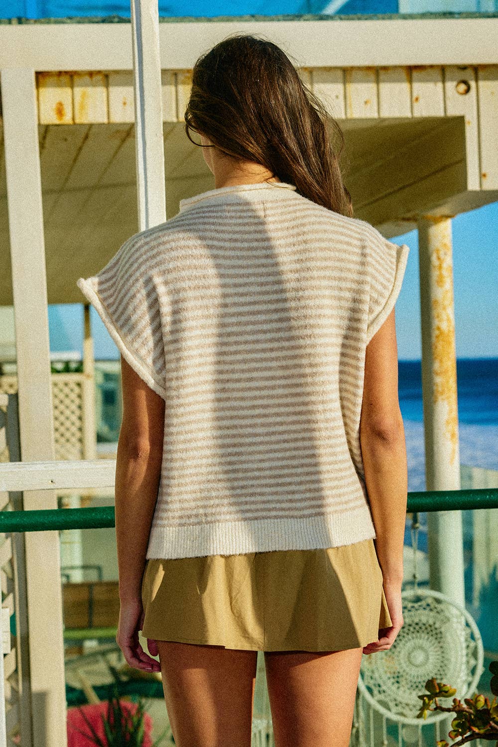 Button Front Soft Knit Stripe Cardigan