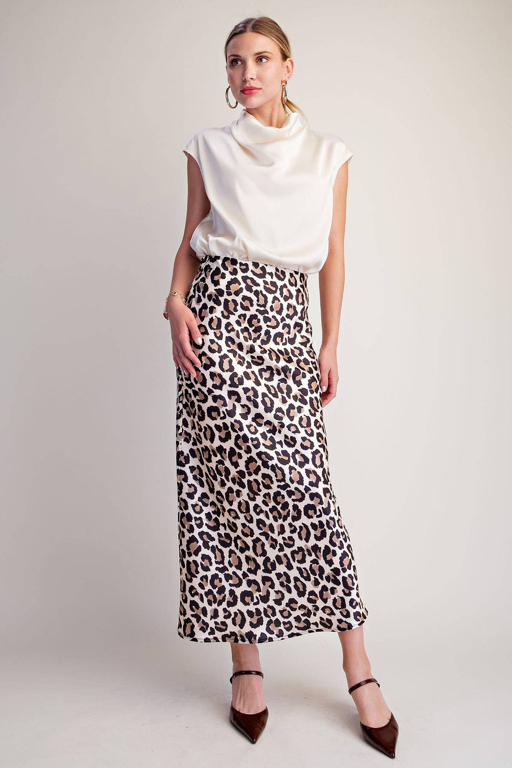 Cowl Neck Sleeveless Satin Top