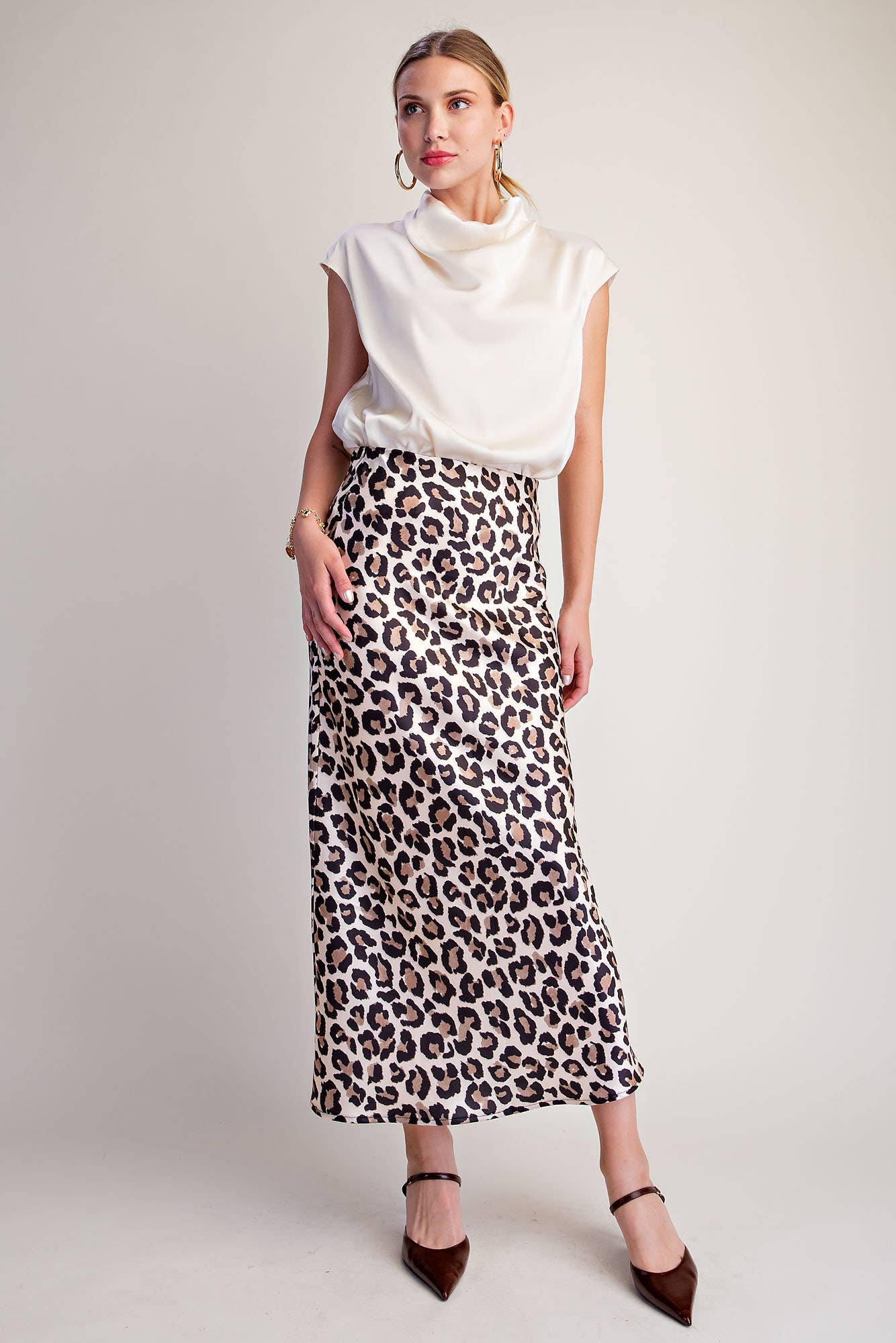 Cowl Neck Sleeveless Satin Top