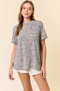 Leopard Print Crew Neck Short Sleeve Tee