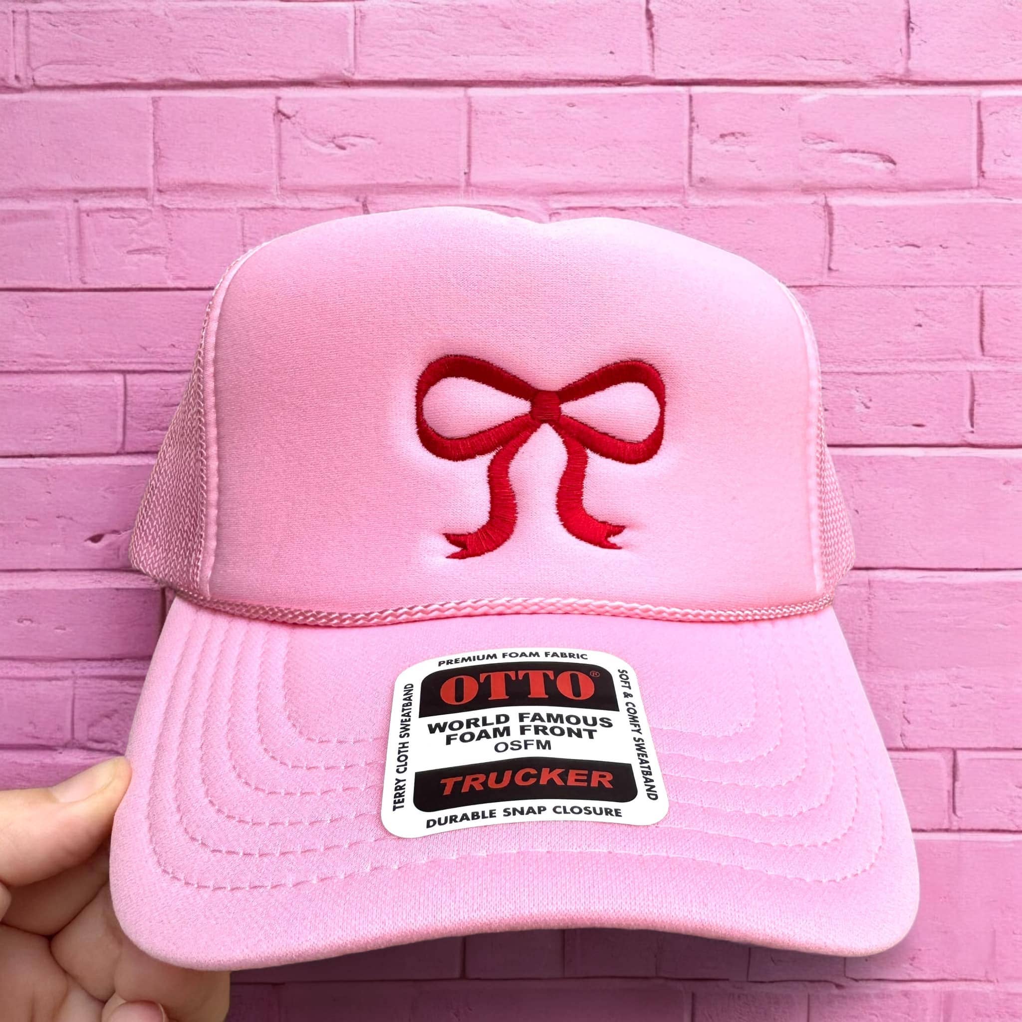 Bow | Embroidered | Pink Trucker Hat