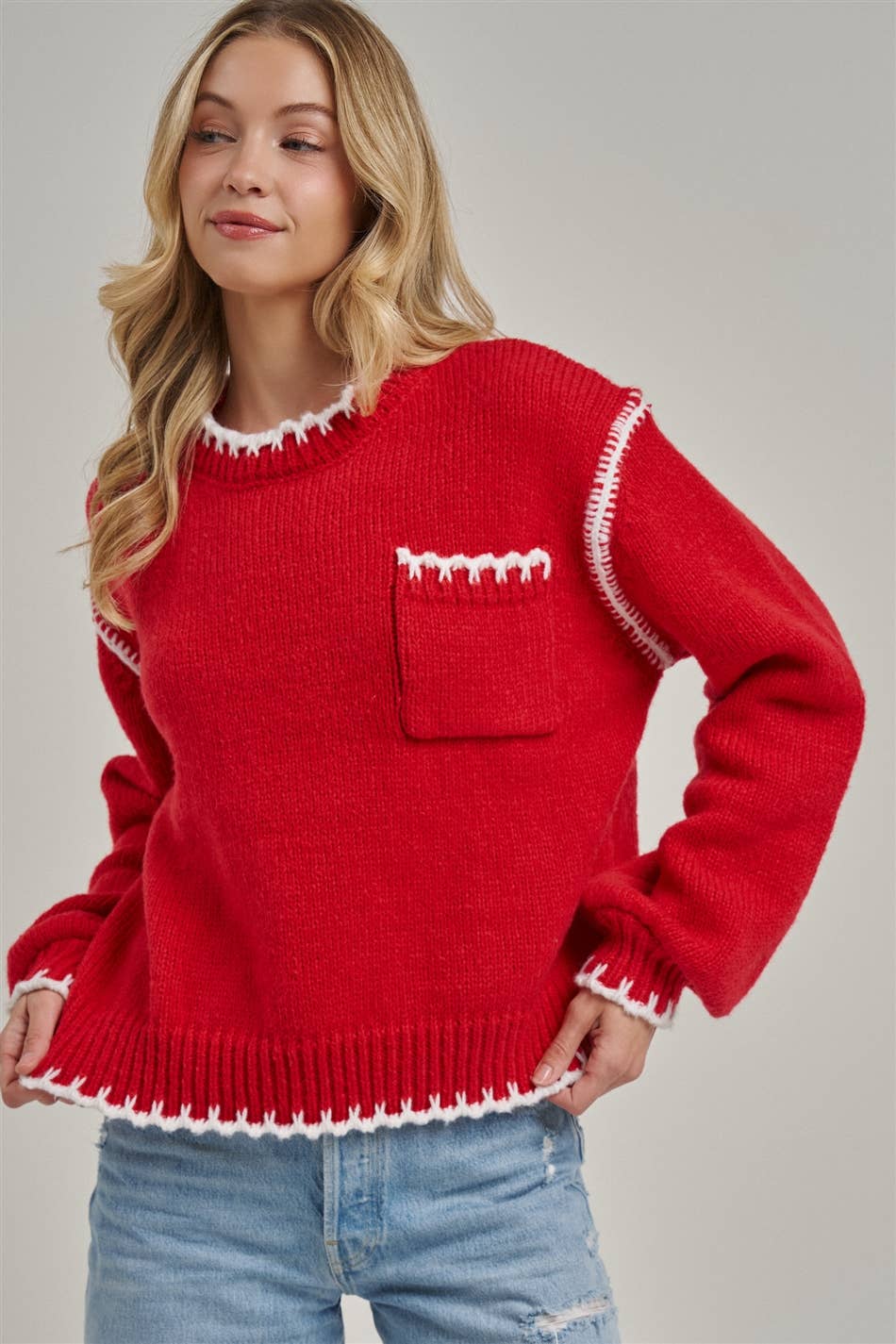 COZY HOLIDAY CHRISTMAS SWEATER TOP WITH POCKETS_JLT00451-01