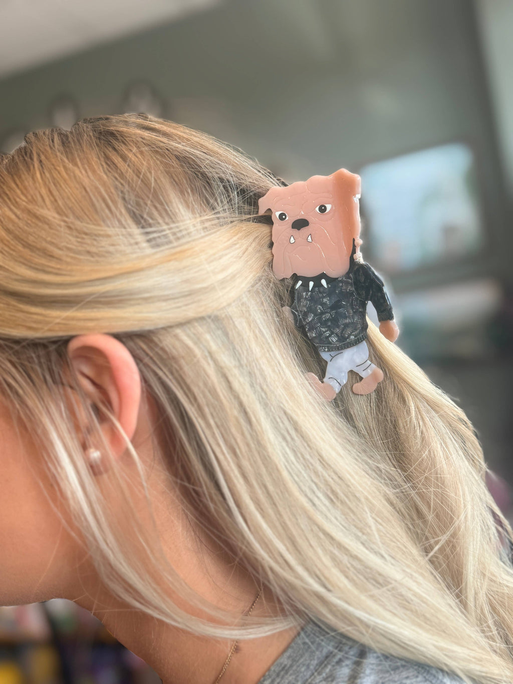 Game Day Hair Clip-Rebs/Dawgs