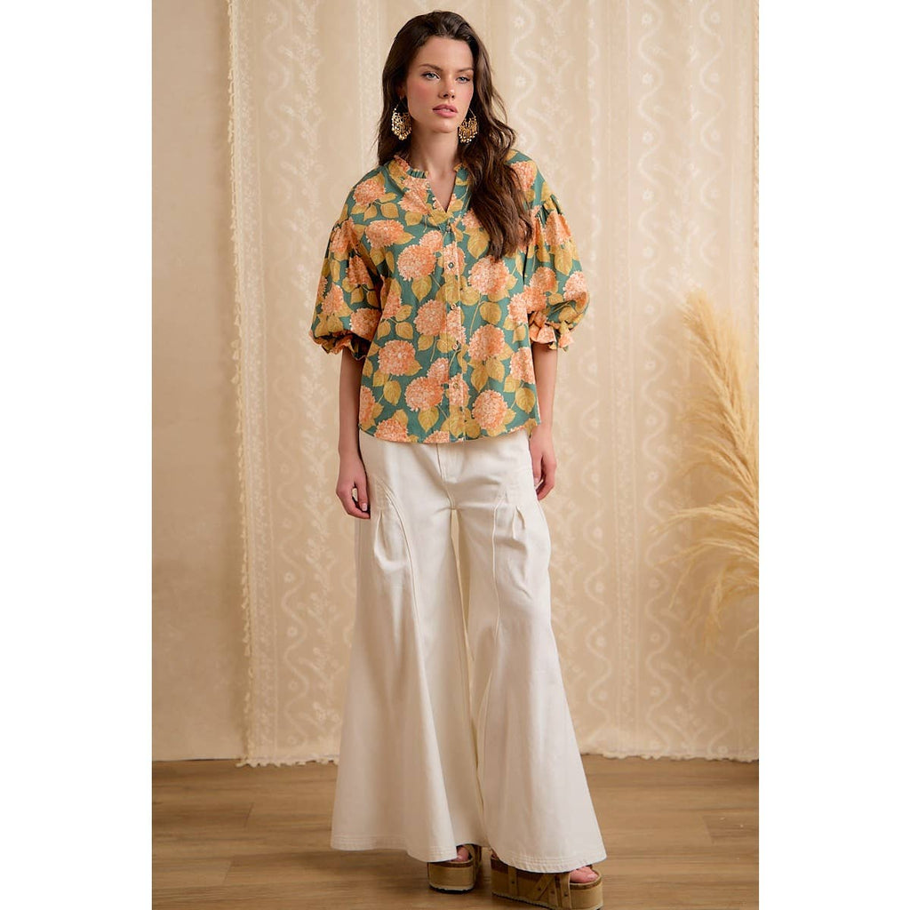 Botanical Floral Print Blouse