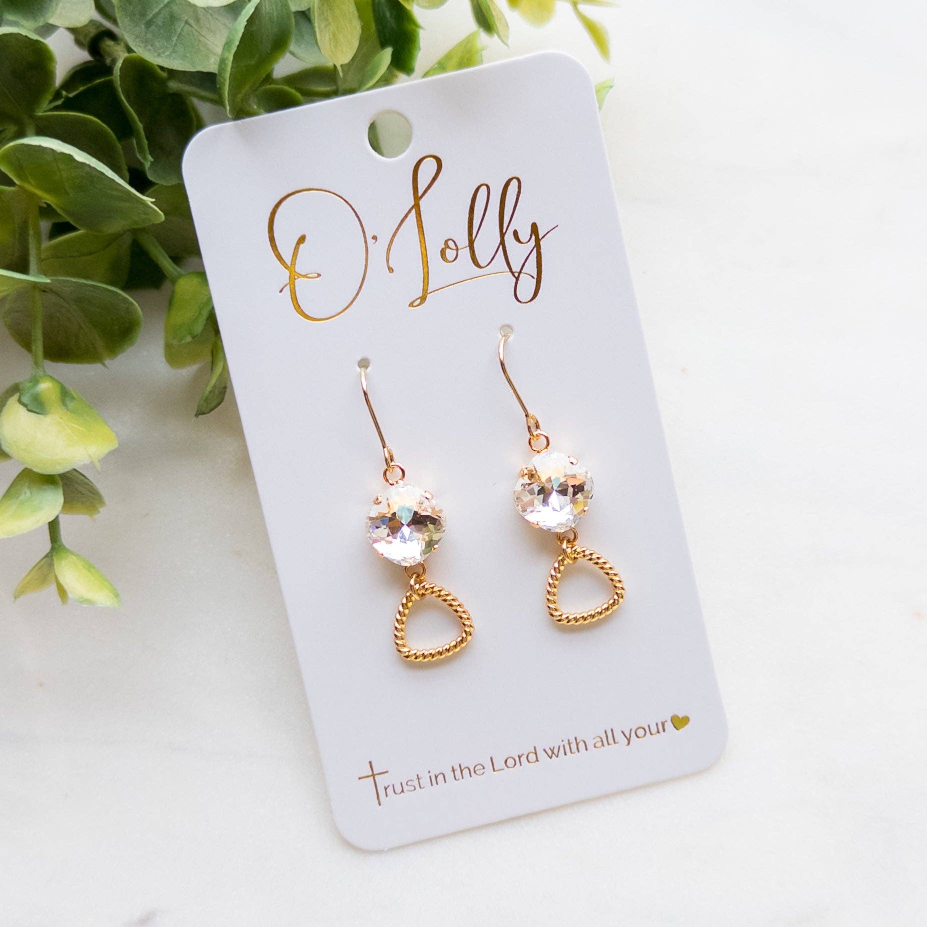 Clear Stone w/Gold Dangle ER