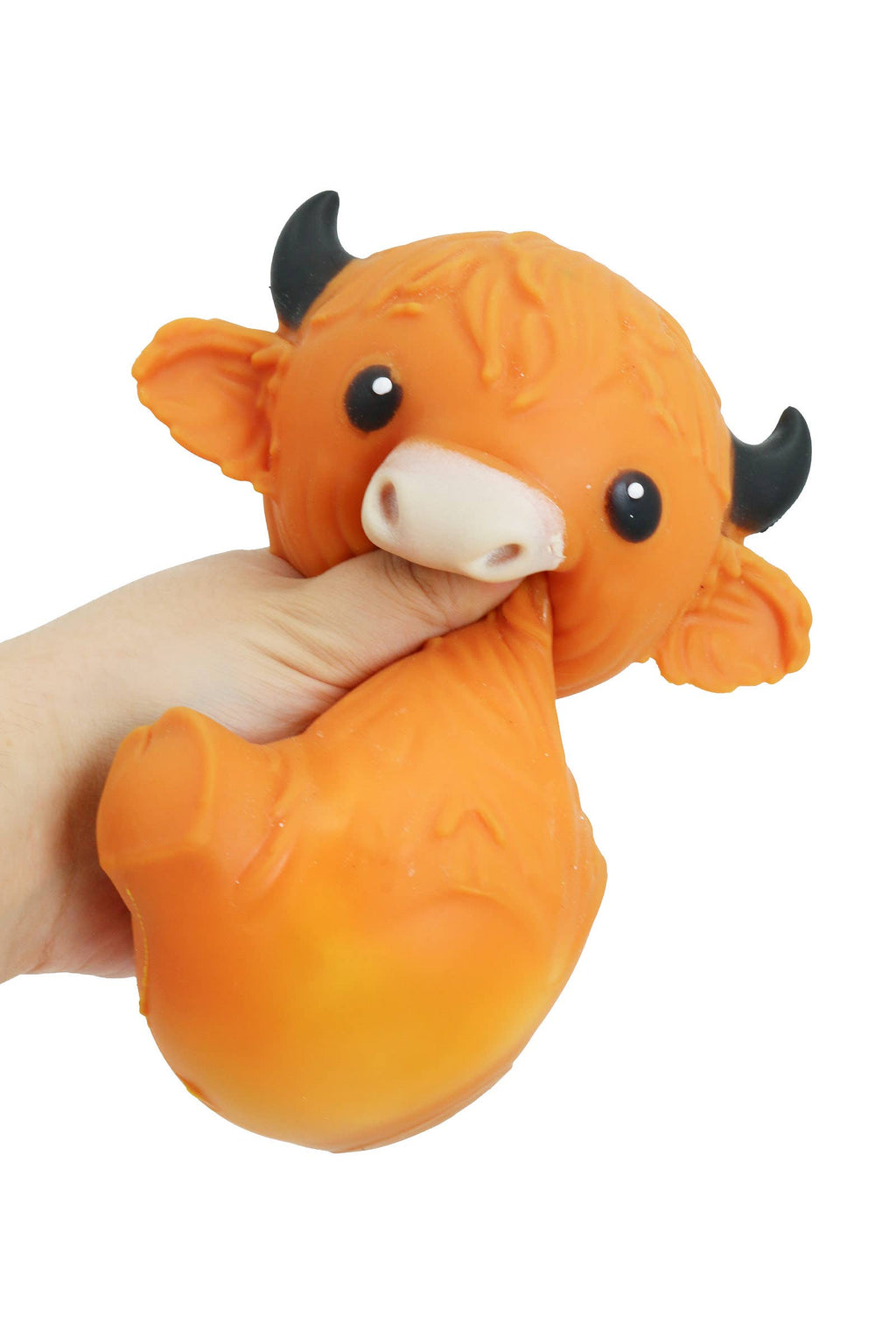 Jumbo 6 Inch Highland Cow Fluffy Slime Filled TPR Squishy
