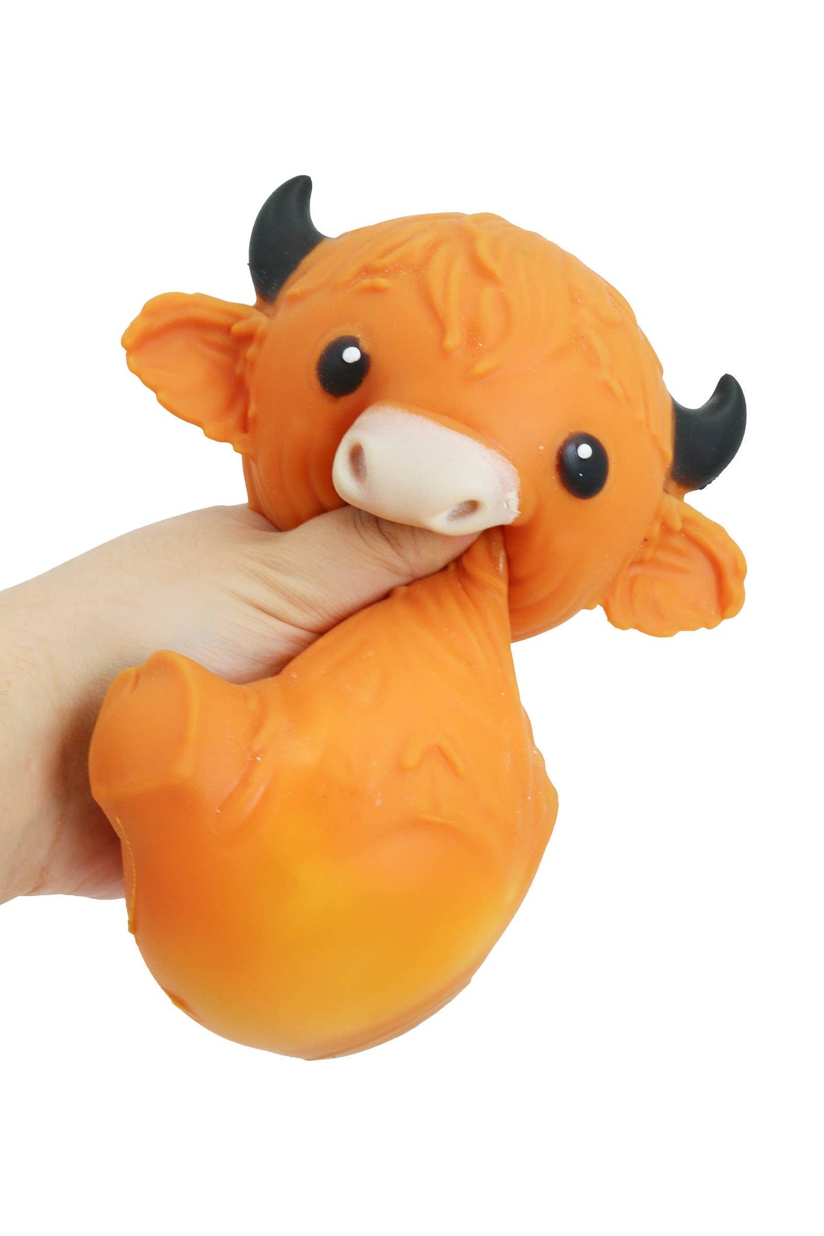 Jumbo 6 Inch Highland Cow Fluffy Slime Filled TPR Squishy