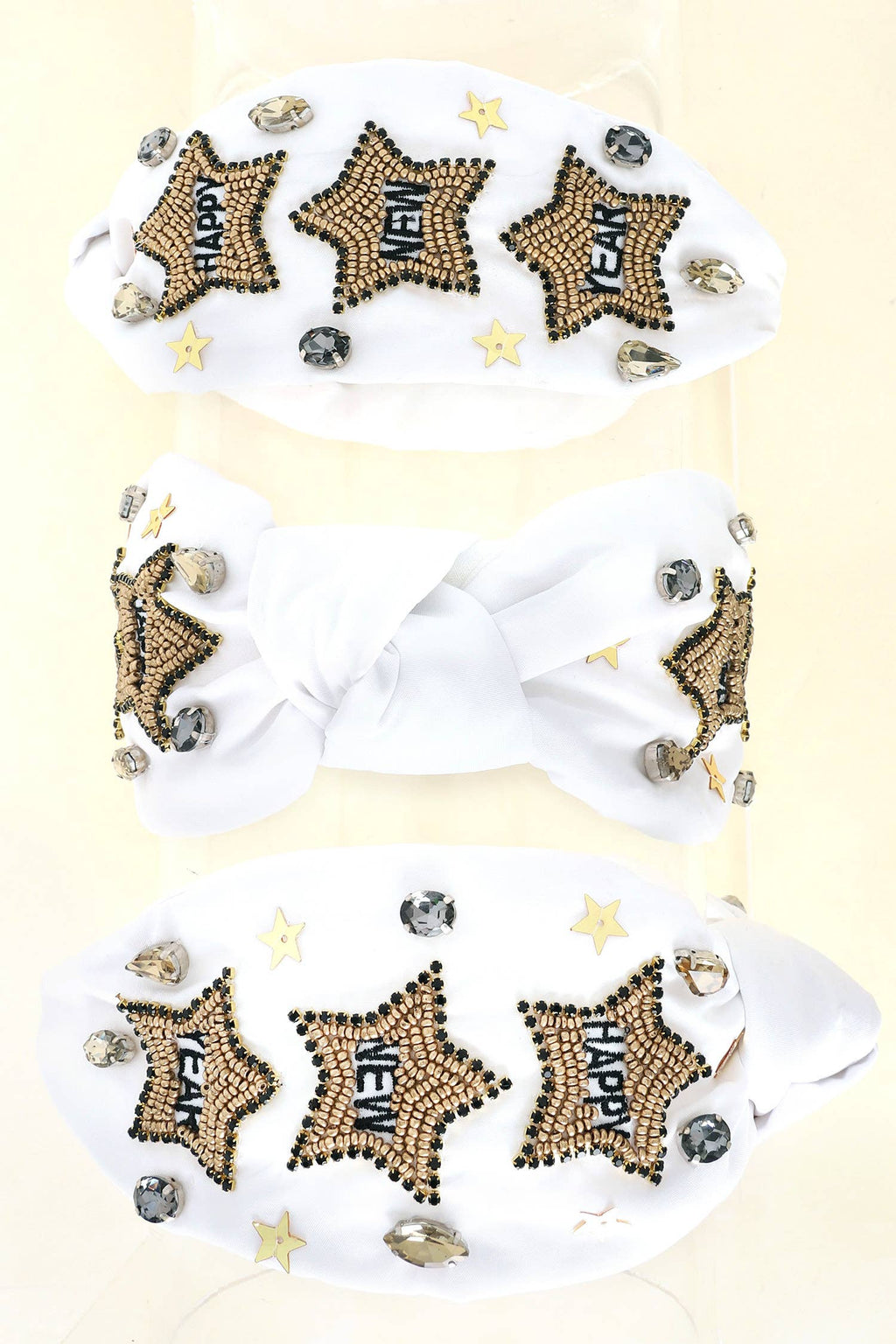 Happy New Year Beaded Jeweled Knotted Headband