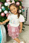 Girls' Festive Forest on Princess Top, White