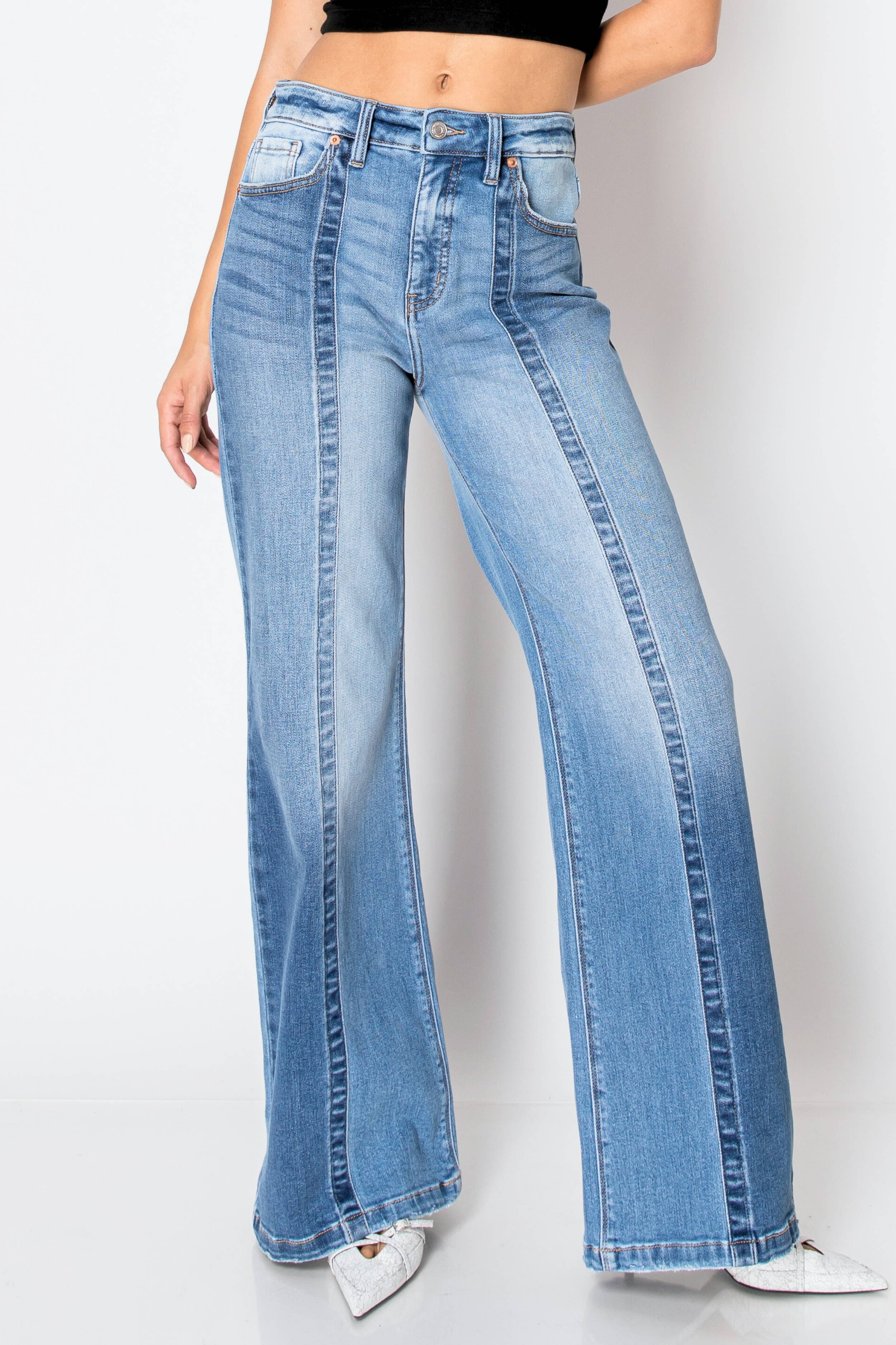 ECO FRIENDLY TUMMY CONTROL HIGH RISE STRETCH FLARE JEANS