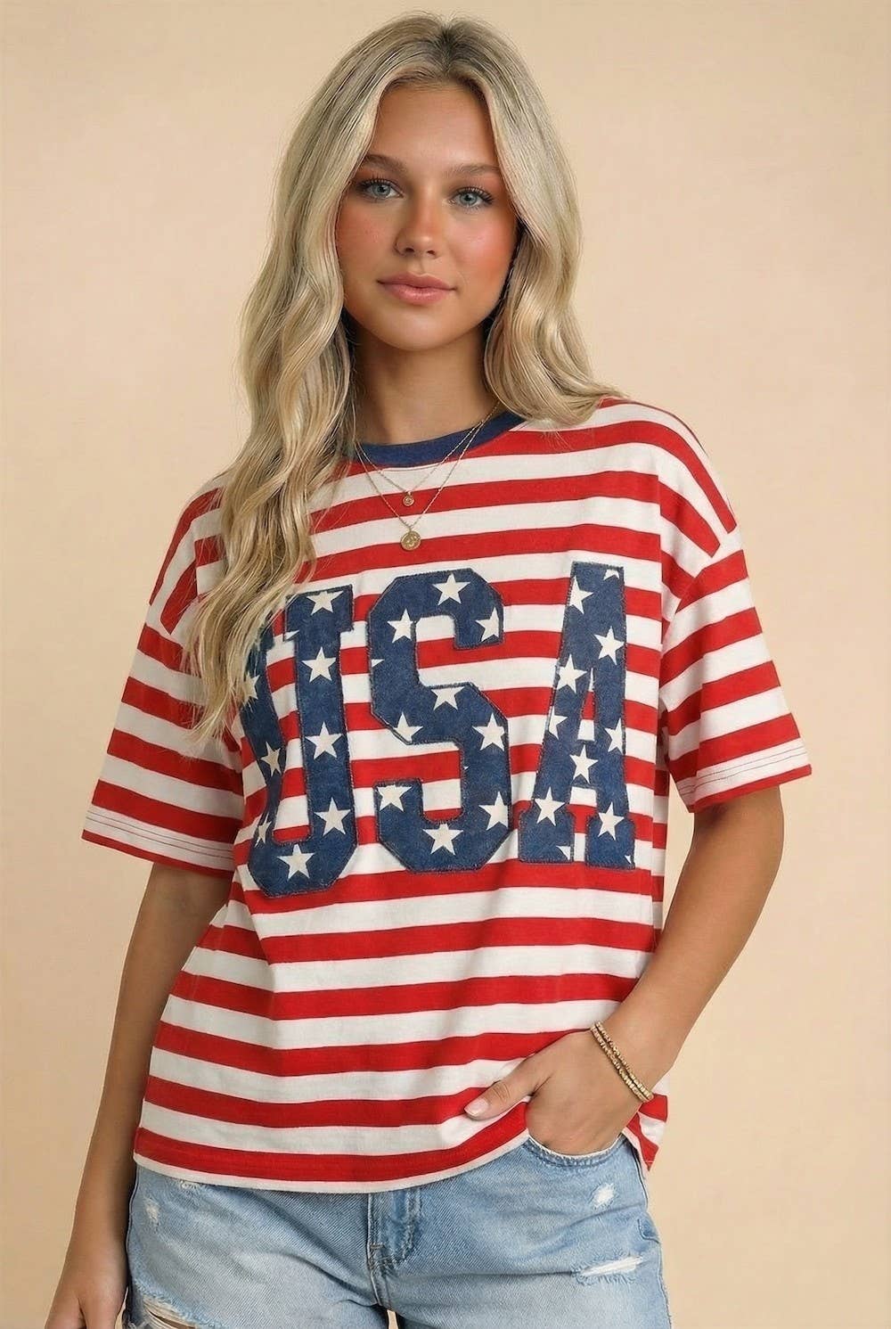 USA Oversized Tee- Curvy Size