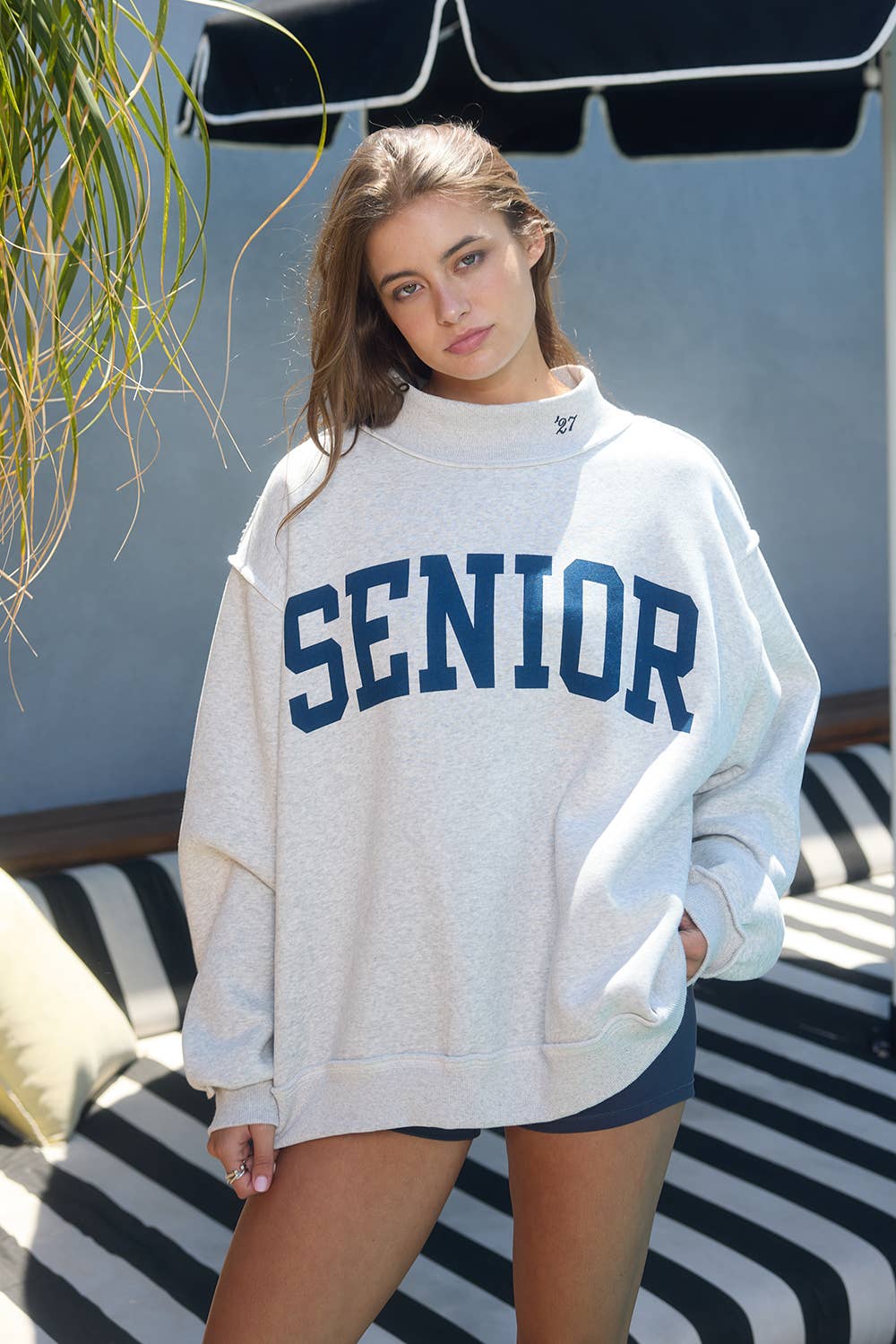 'SENIOR' Reversible Mock-Neck Sweatshirt
