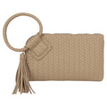 Woven Fringe Handle Clutch Bag