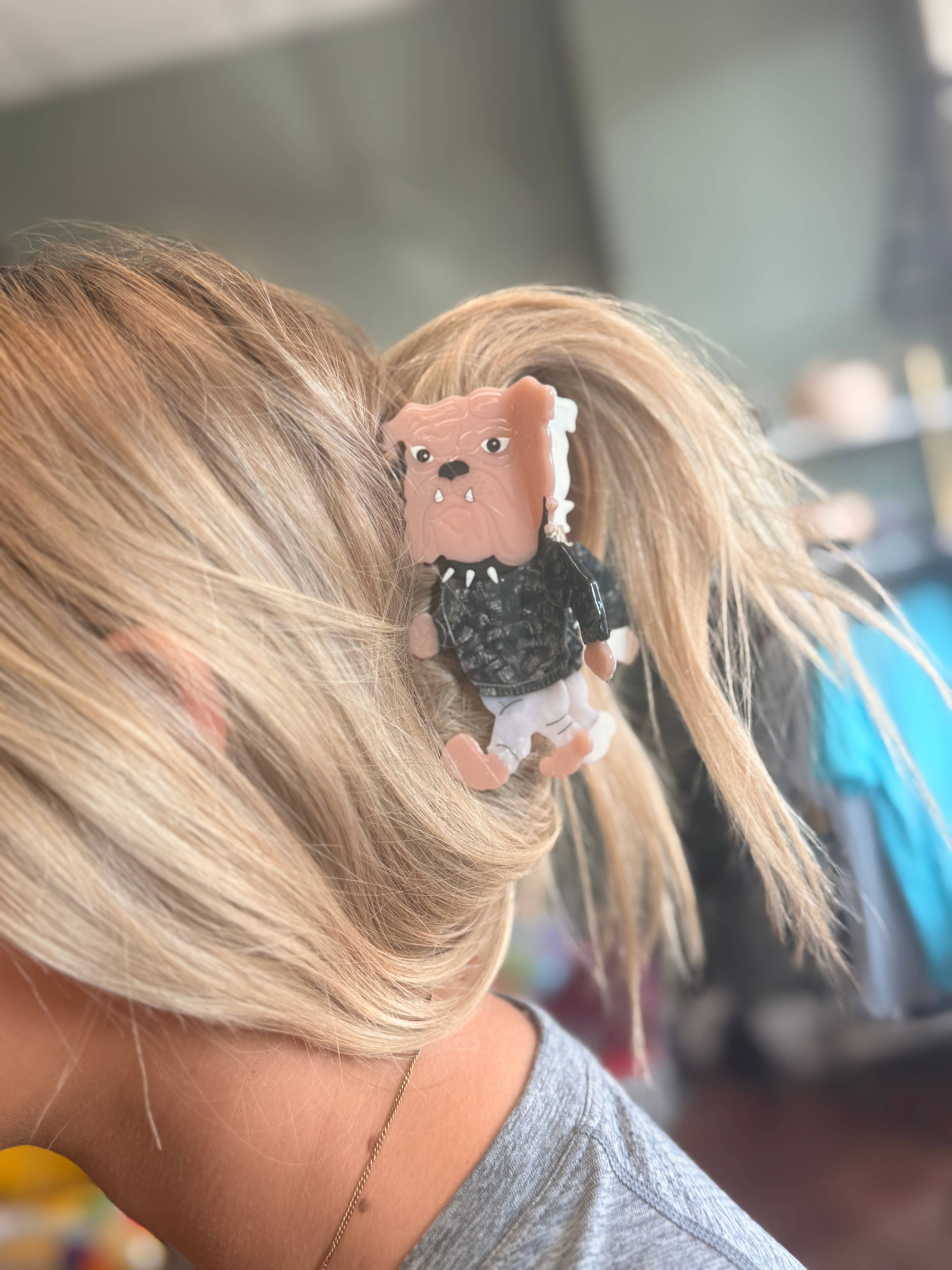 Game Day Hair Clip-Rebs/Dawgs