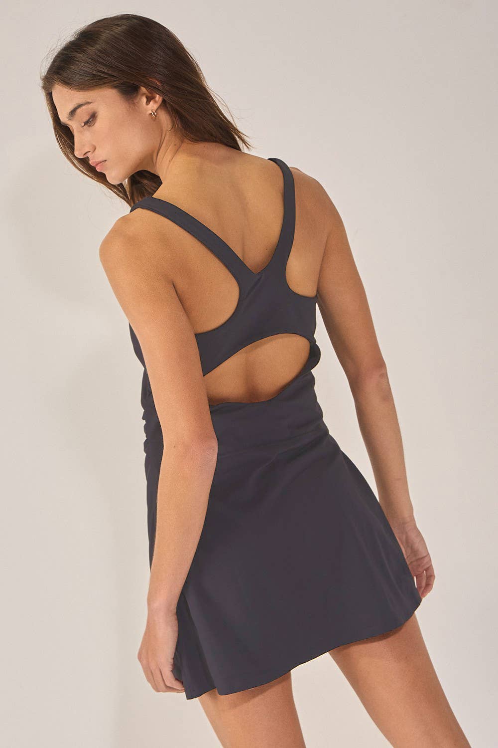 Cutout Back Sporty Dress Built-in Shorts