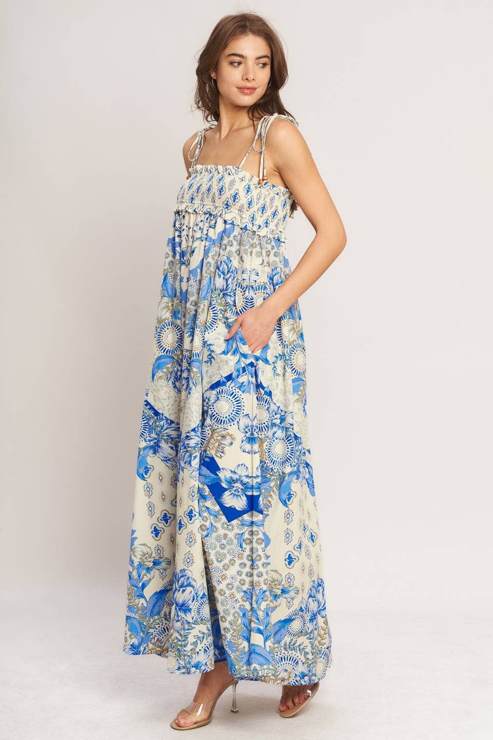 Blue Mix woven maxi dress -