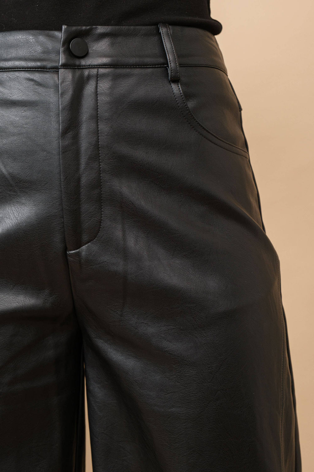 Patent Natural Wide Leg High Rise Leather Pants