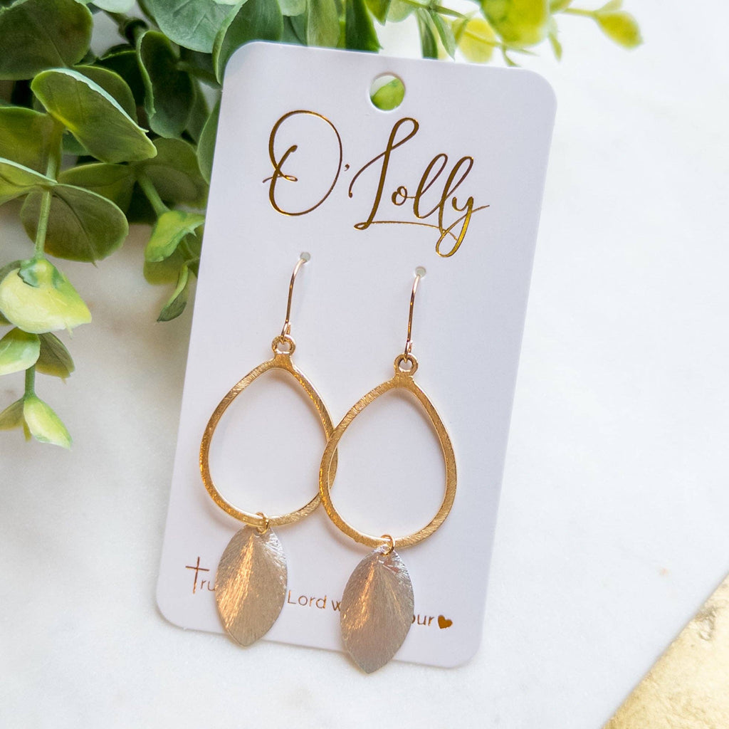 Open Gold Teardrop w/Silver Leaf