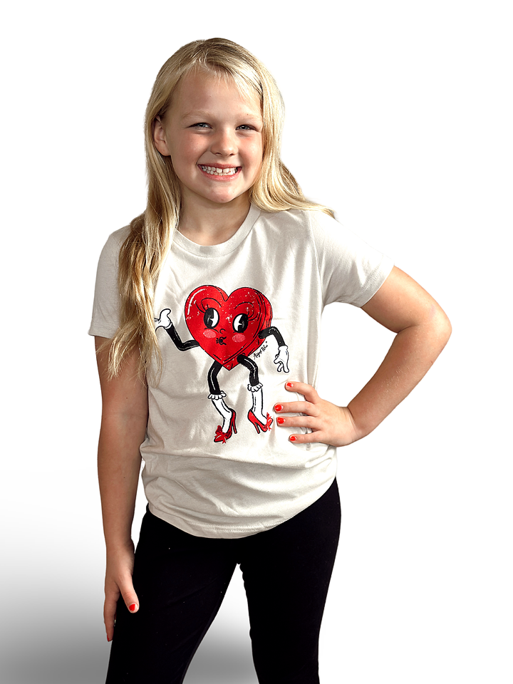 Kids Valentine's Dancing Heart Iced Latte Graphic Tee