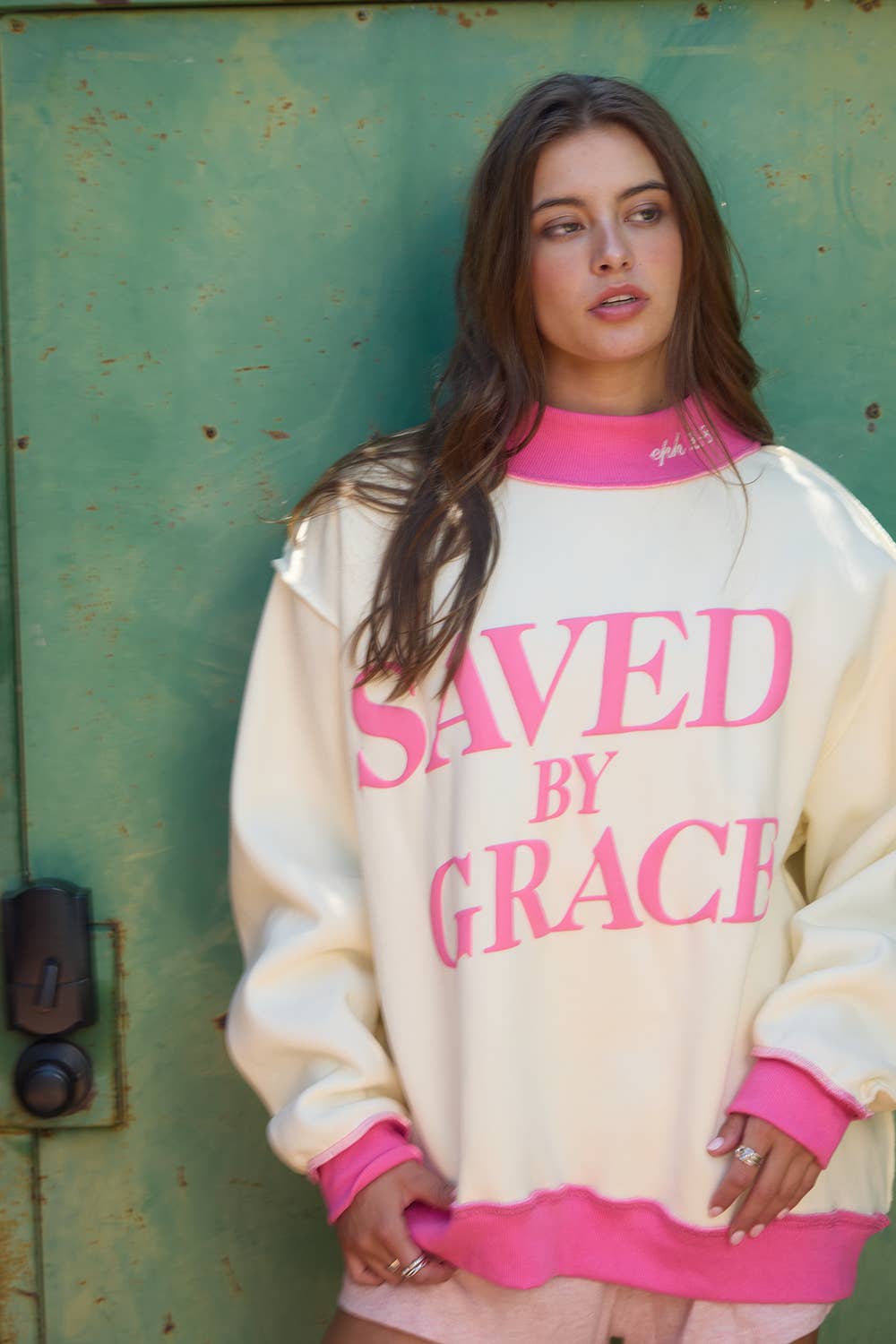 Saved by Grace Puff Print Sweatshirt