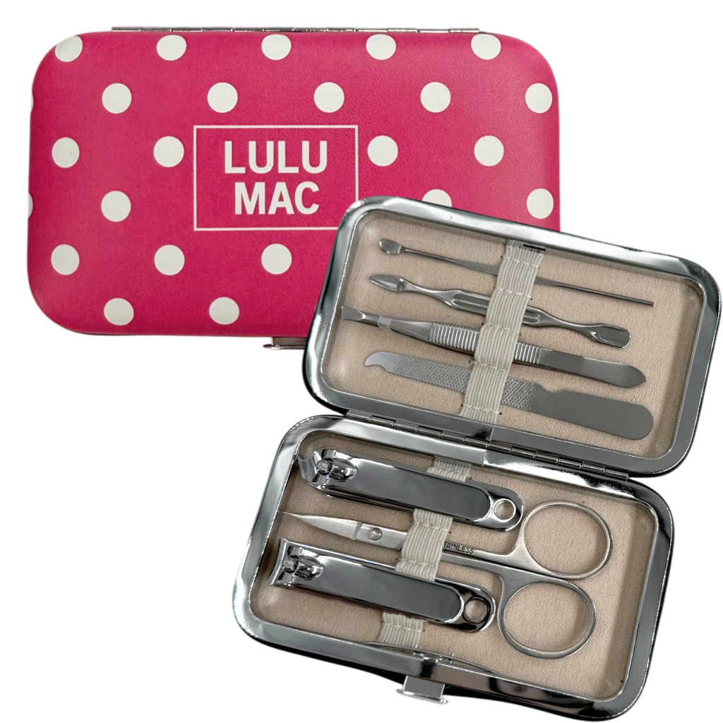 LM Hot Pink/White Dot Manicure Set