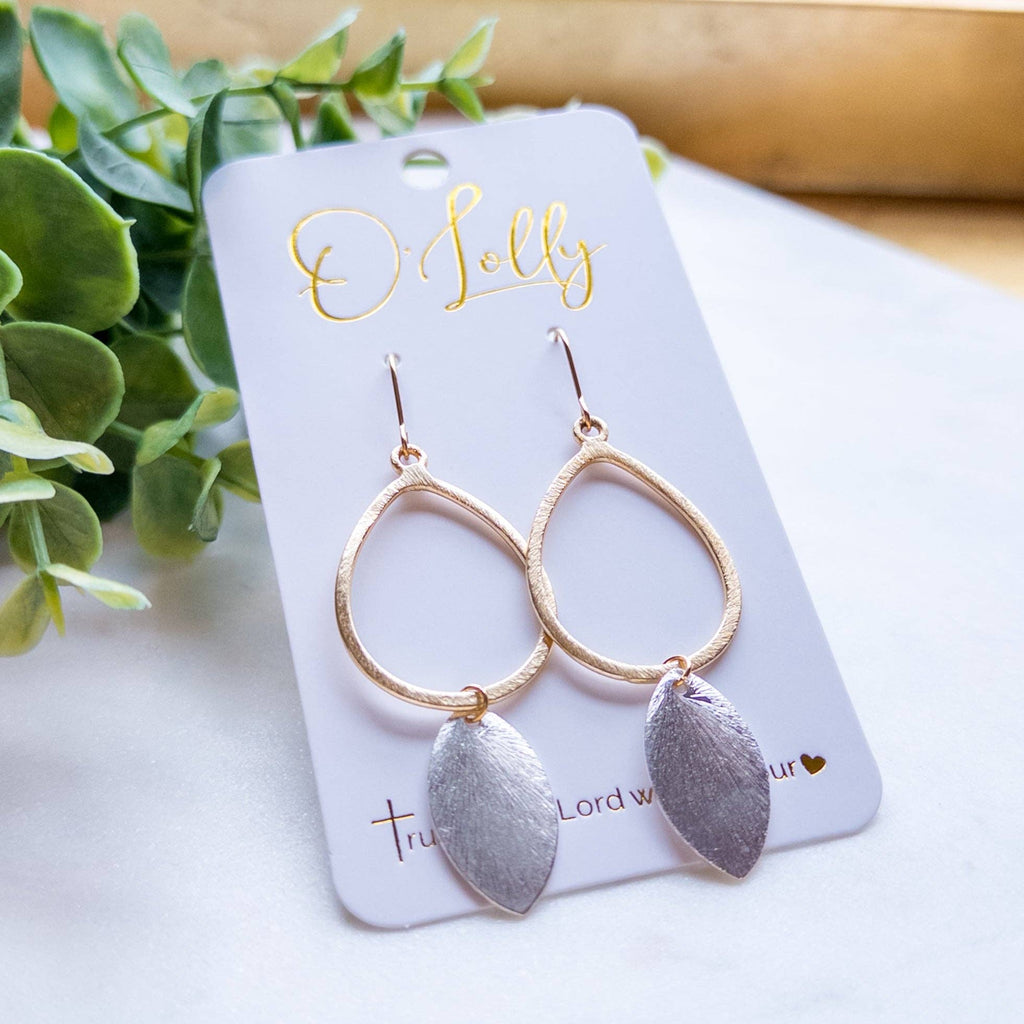 Open Gold Teardrop w/Silver Leaf