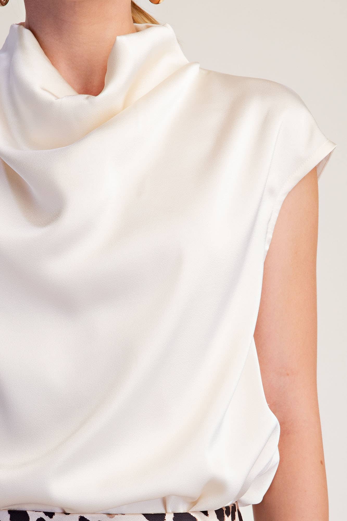 Cowl Neck Sleeveless Satin Top