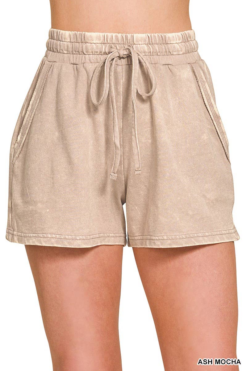 French Terry Acid Washed Relaxed Short Set