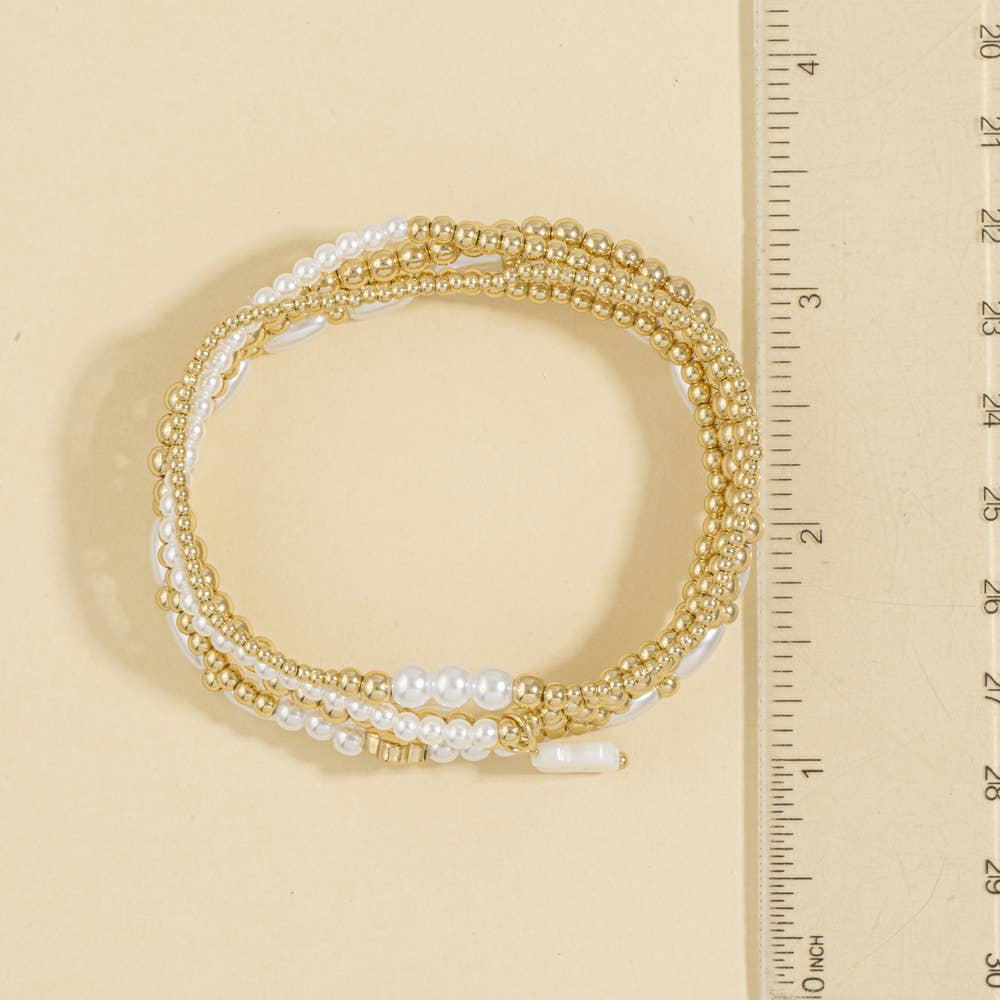 Mother Of Pearl Clover Stretch Bracelet