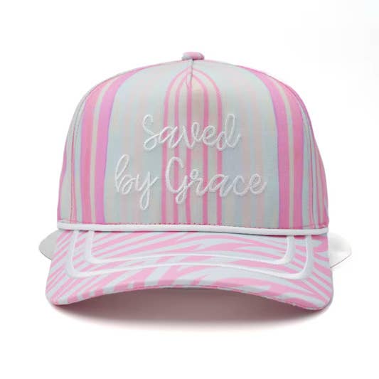 Saved by Grace Zebra Trucker Hat