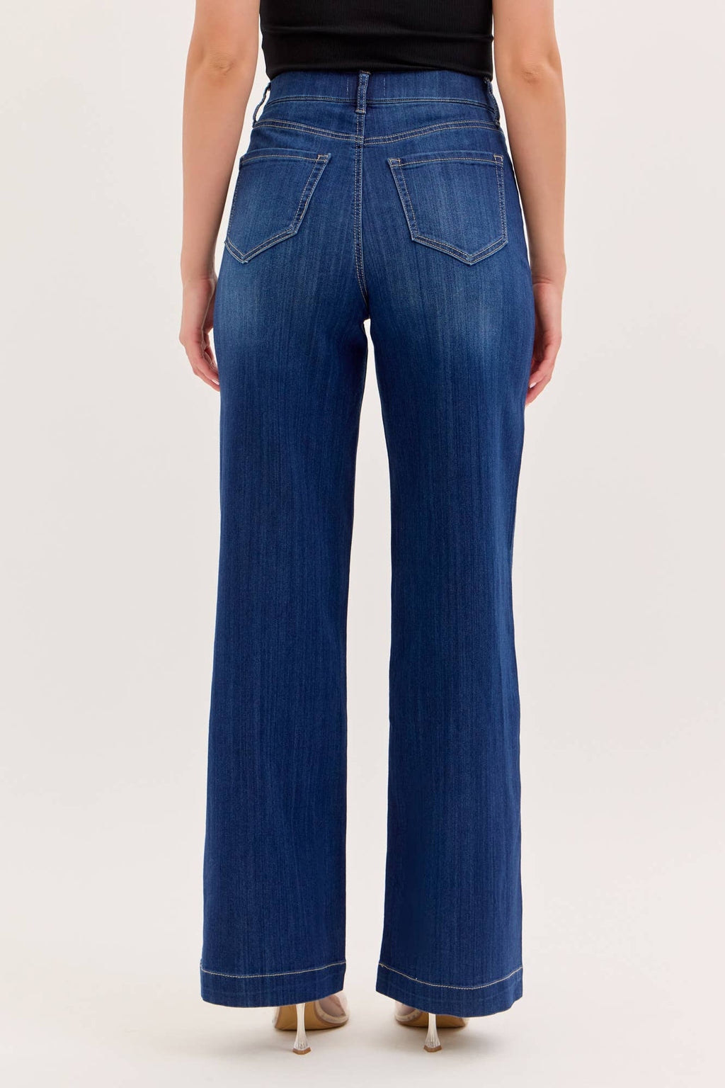 High Rise Pull-On Wide Leg Denim