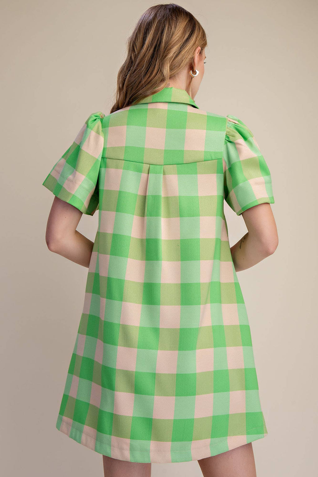 Lime Checkered Mini Dress