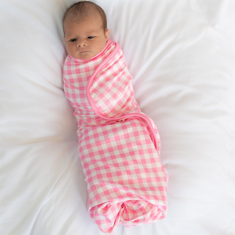 Pink Gingham Swaddle Blanket