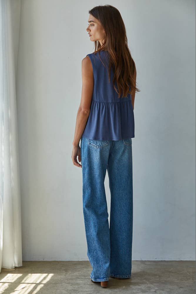 Midnight Blue Flowy Tank
