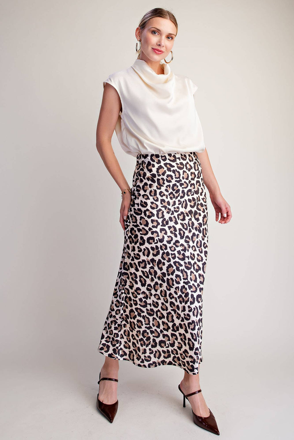 Animal Skirt High Waist Midi Length