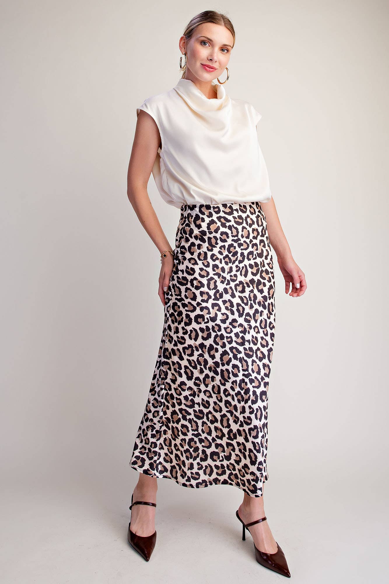 Animal Skirt High Waist Midi Length