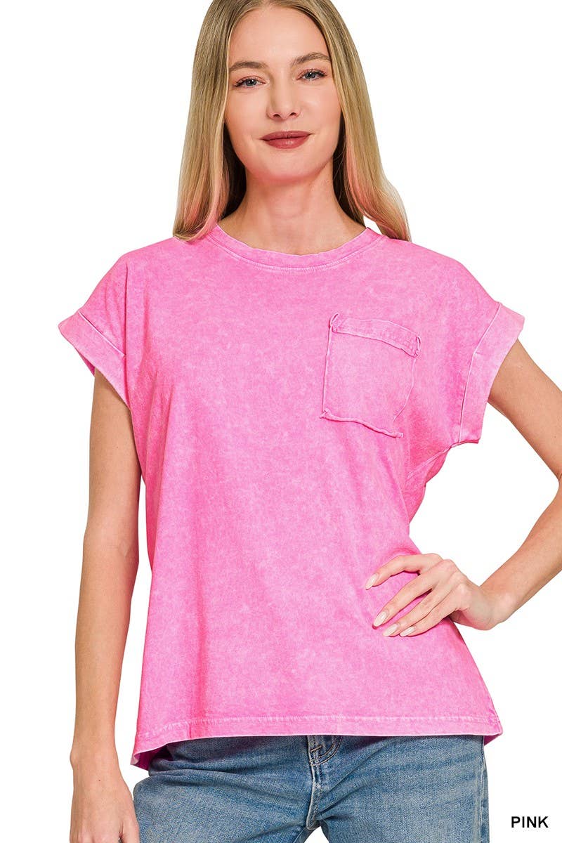 Halo Washed Cuffed Short Sleeve Tee