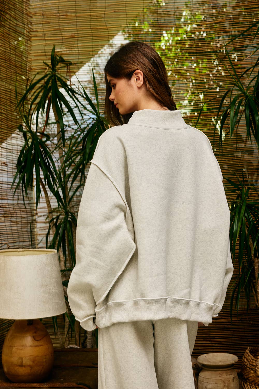 "MERRY" Mock Neck Sweatshirt- Ash  Gray