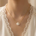 Cross On Pearl Pendant Chain Necklace