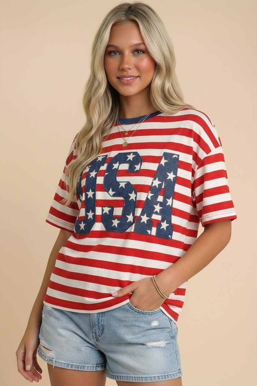 USA Oversized Tee- Curvy Size