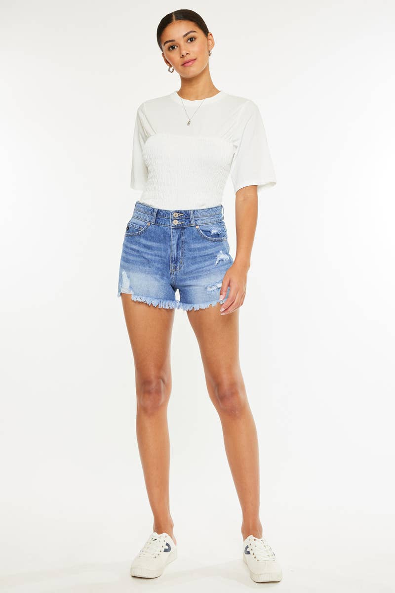HIGH RISE DENIM MOM SHORTS