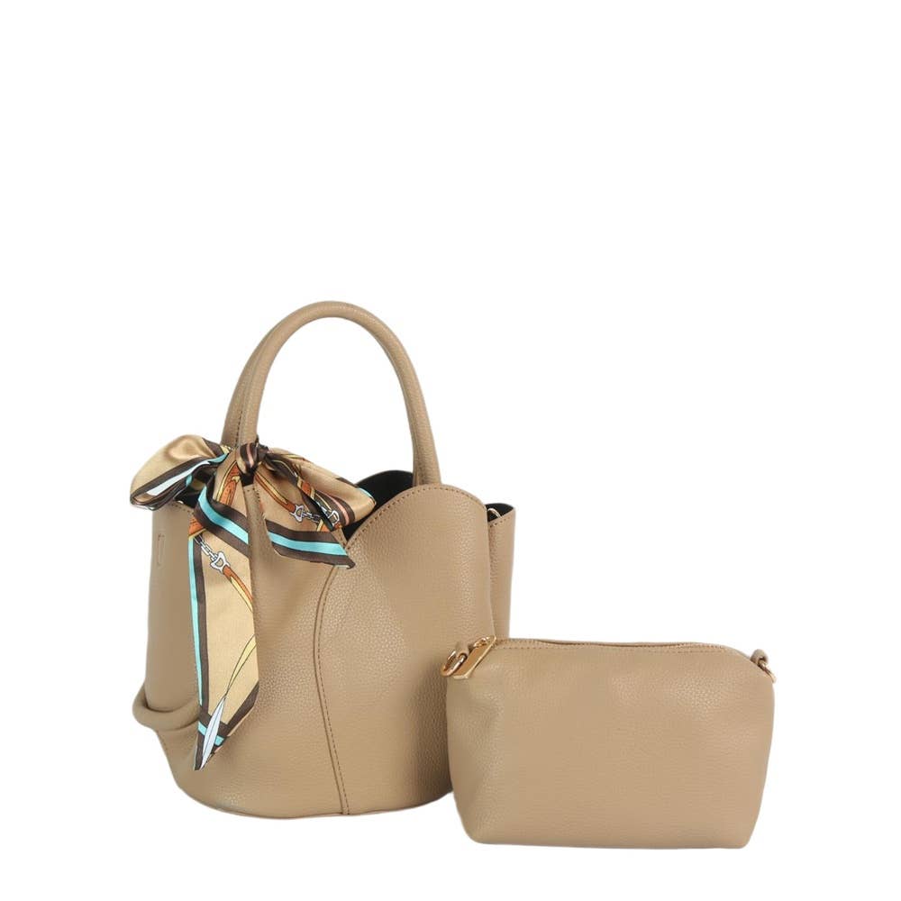 Scarf Vegan Leather Tote Set