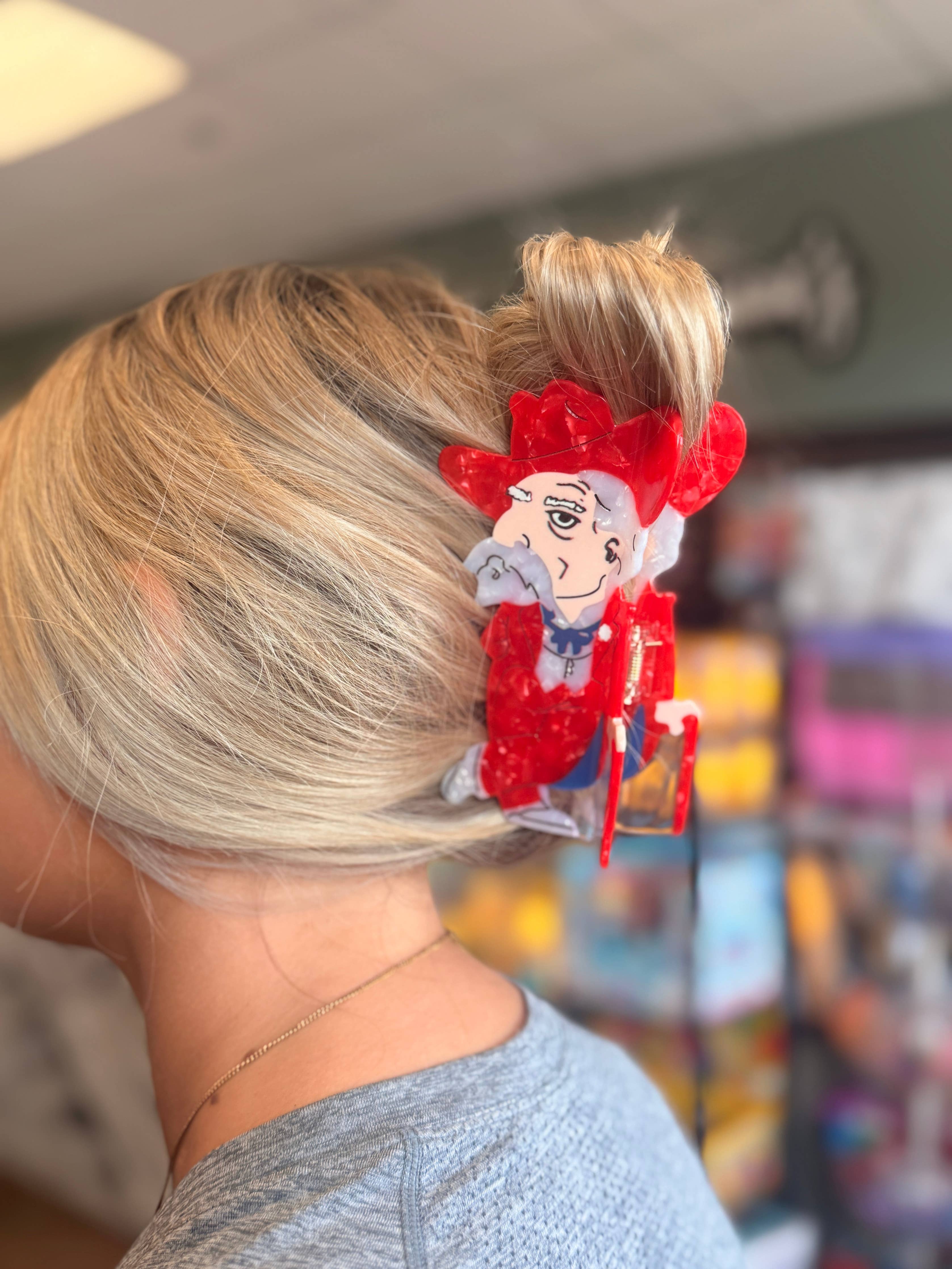 Game Day Hair Clip-Rebs/Dawgs