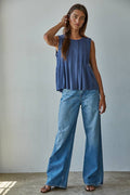 Midnight Blue Flowy Tank