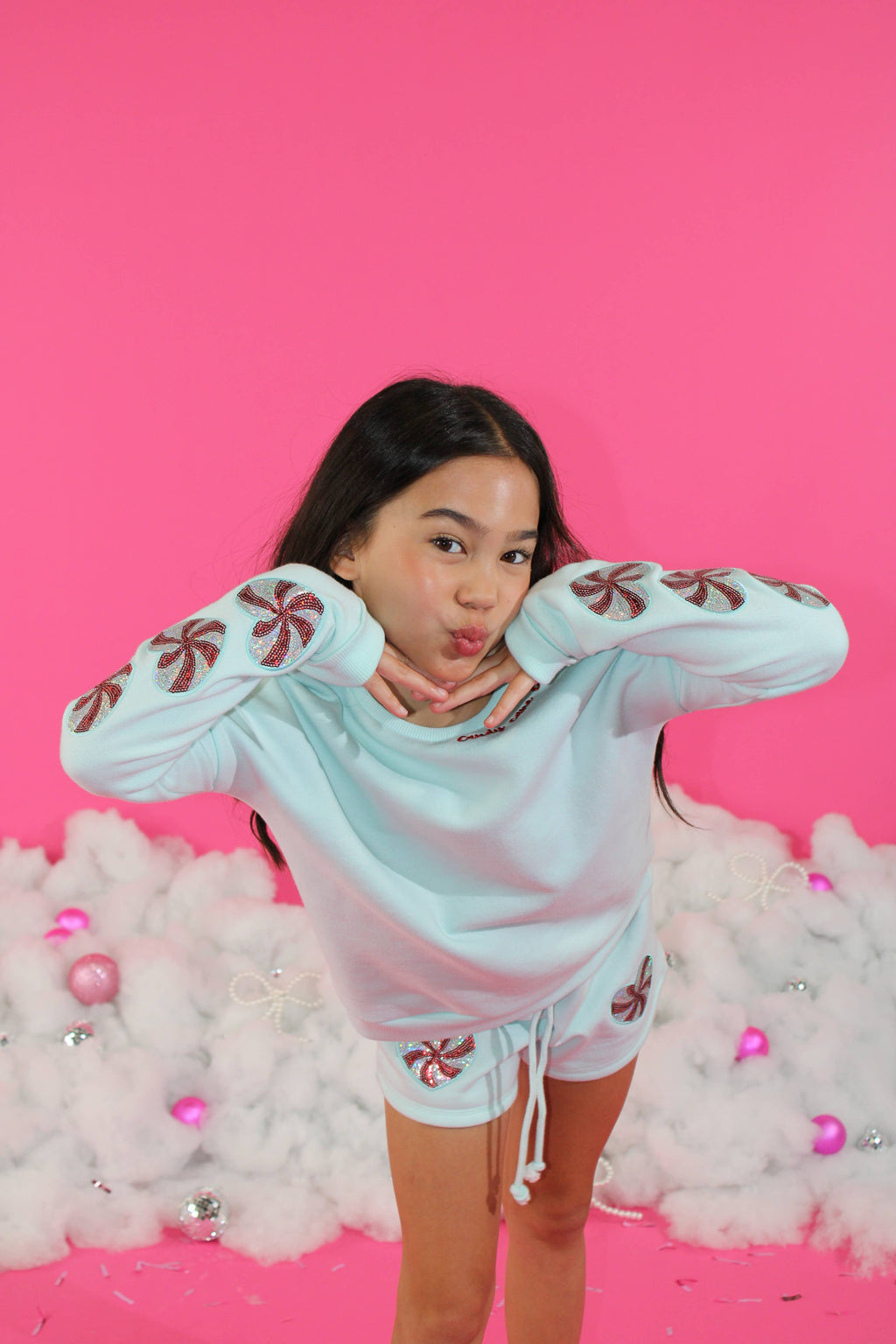 Sequins Candy Cane Cutie Sweatshirt - TWEEN GIRLS