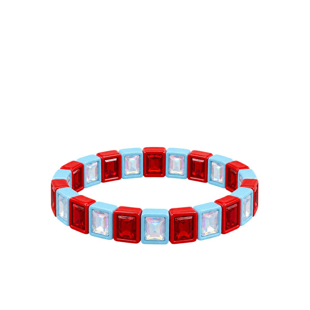 LM Light Blue/Red Rhinestone Bracelet